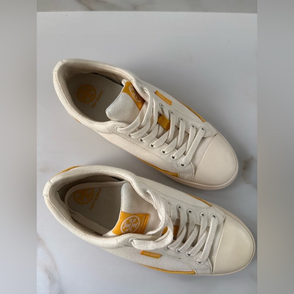 Tory Burch Yellow and Ivory Sneakers - Picture 3 of 12